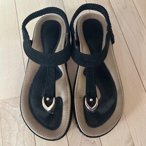 Black Sandals with Gold Accent